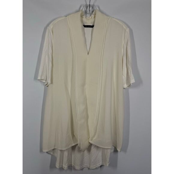 Box 1 H by Halston high low cream blouse size medium - Picture 1 of 10